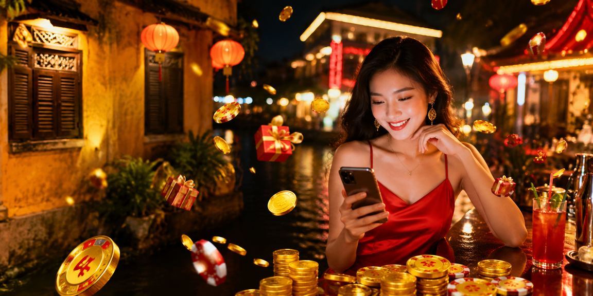 Khung cảnh ưu đãi và bố cục neon rực rỡ tại Hội An